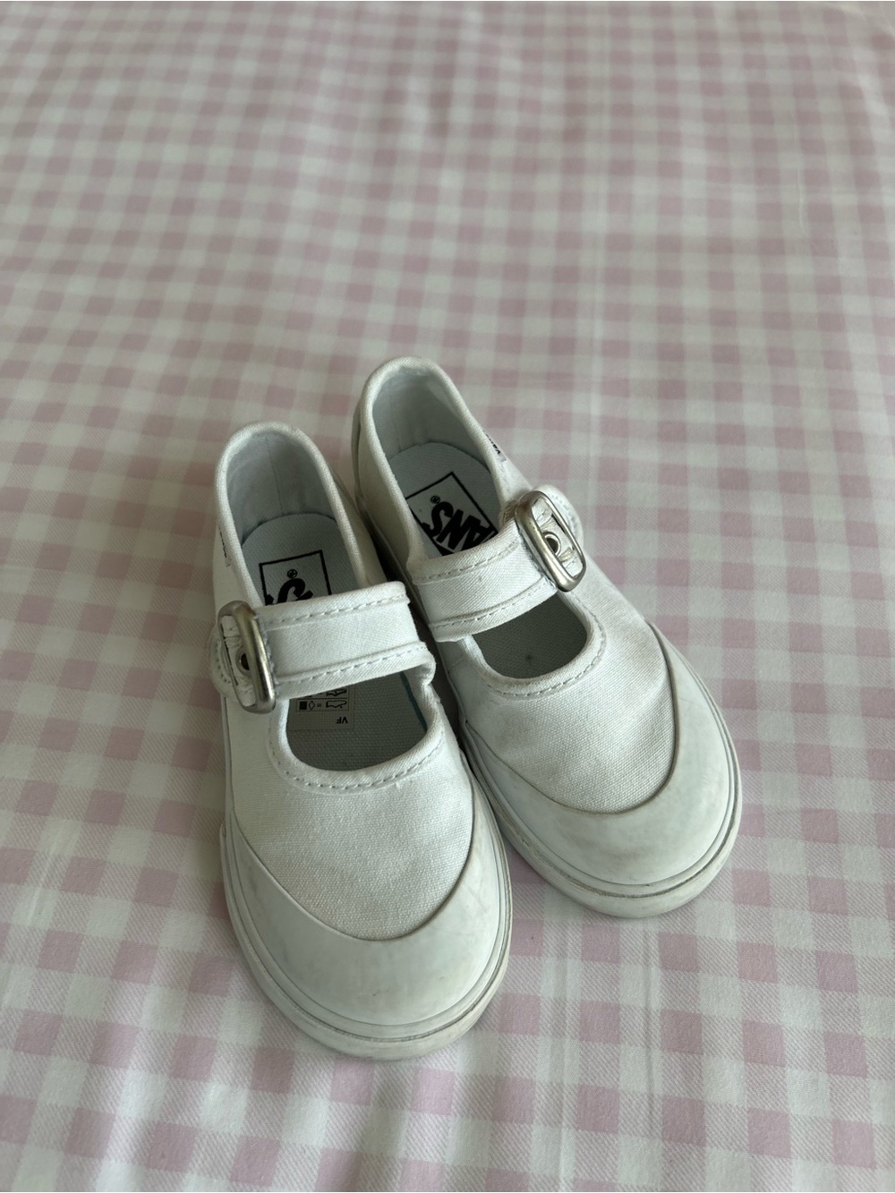 Vans Girls' White Mary Jane Canvas Strap Shoes